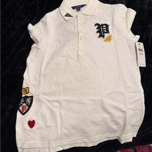 Polo by Ralph Lauren Kids White Polo with Embroidered Patches 16 XL